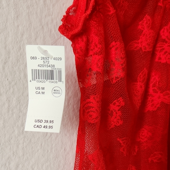 NWT - Aerie Red Rosey Lace Tank Top - M - Picture 6 of 6